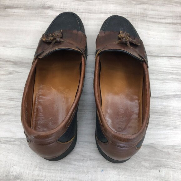 Allen Edmonds Loafers Mens 12D Nashua Black Brown Tassel Leather Slip On Shoes